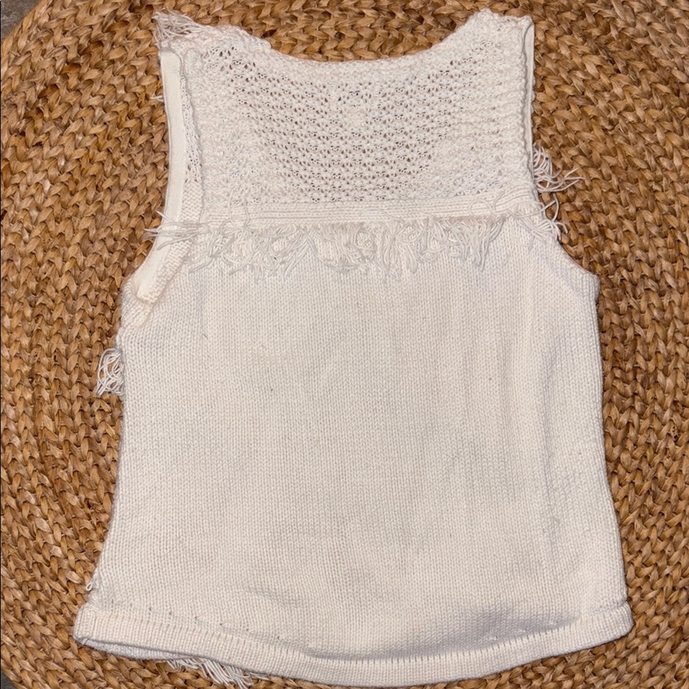 Anthropologie top fringe knit tank#boho #minimalist#western#whimsygoth#festival - Picture 6 of 7